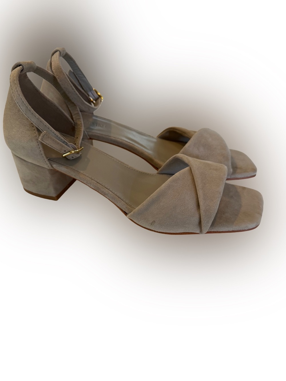 J.Mclaughlin Women's Krissa Ankle Strap Sandals Heels Taupe Suede Size 9.5 NEW
